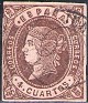 Spain 1862 Queen Isabel II 4 Cuartos Marron Edifil 58. España 1862 58 us. Uploaded by susofe